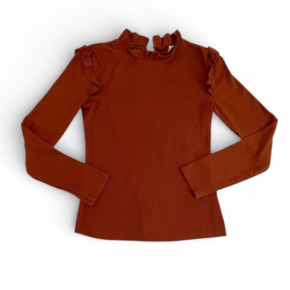 AMAZON Women’s Long Sleeve Burnt Orange Casual Top Size Medium